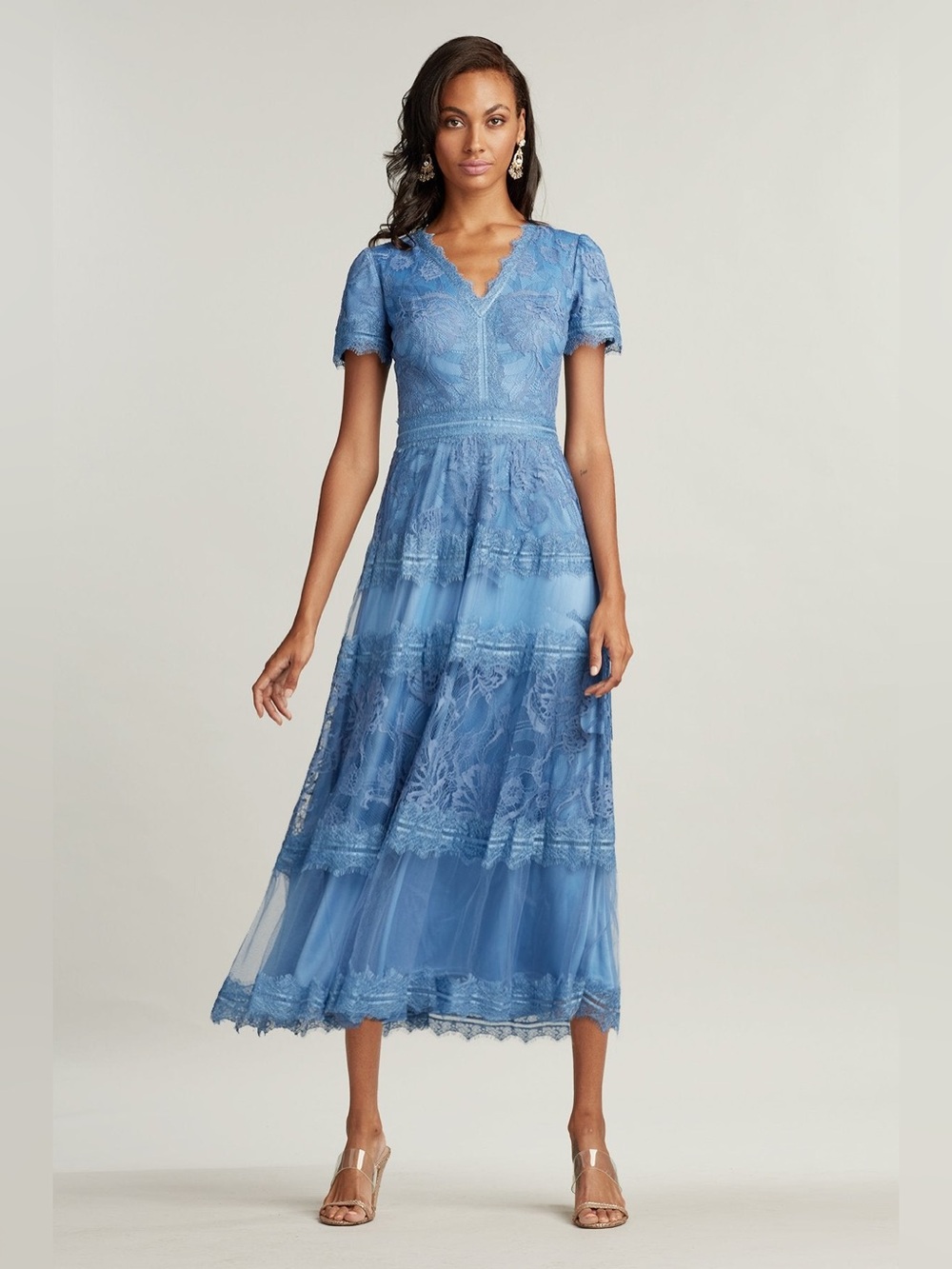 NEW Tadashi Shoji Amara Lace Dress In Blue Stone Size 4